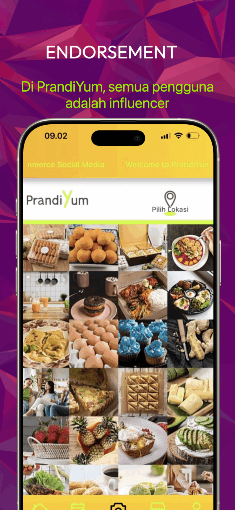PrandiYum app endorsement feature showcasing culinary product reviews