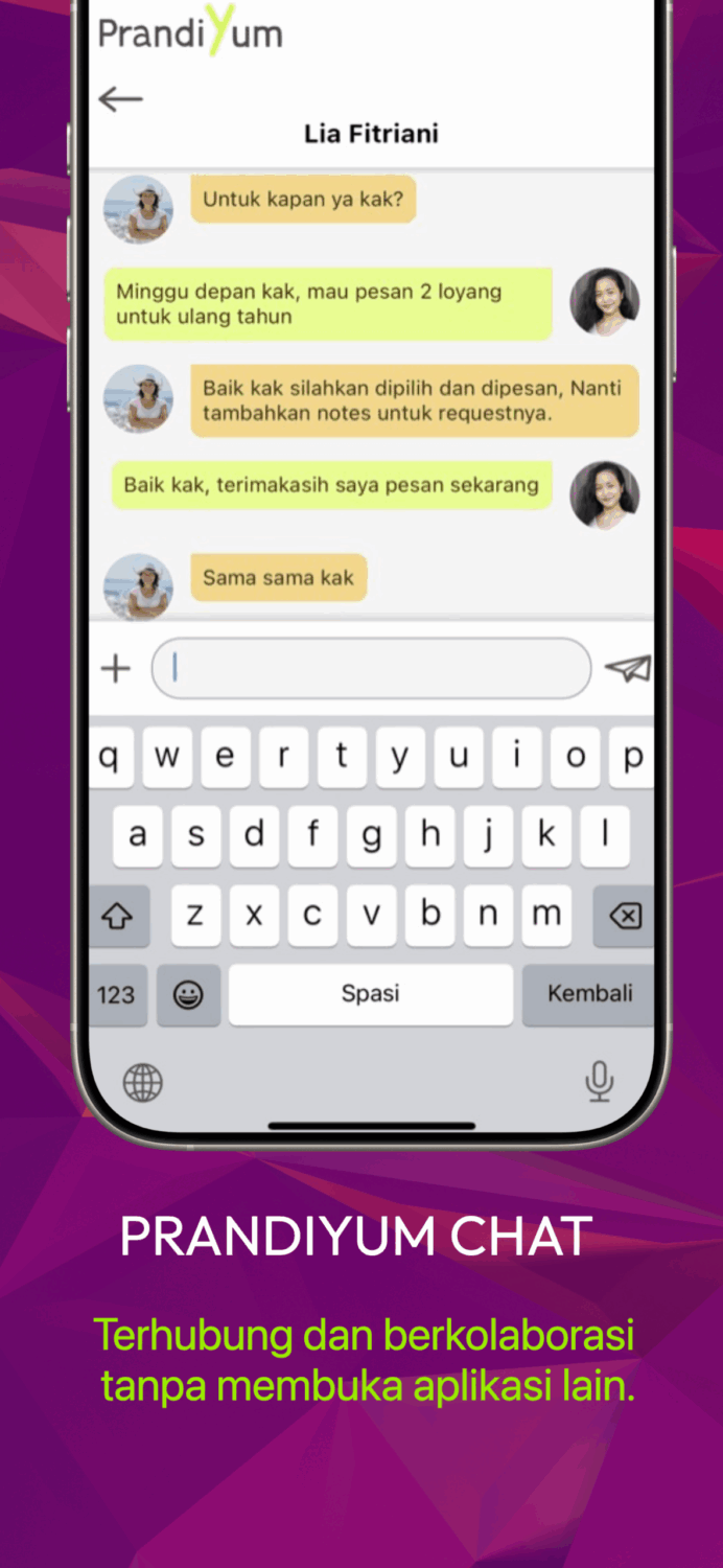 PrandiYum app chat interface for seamless communication between users