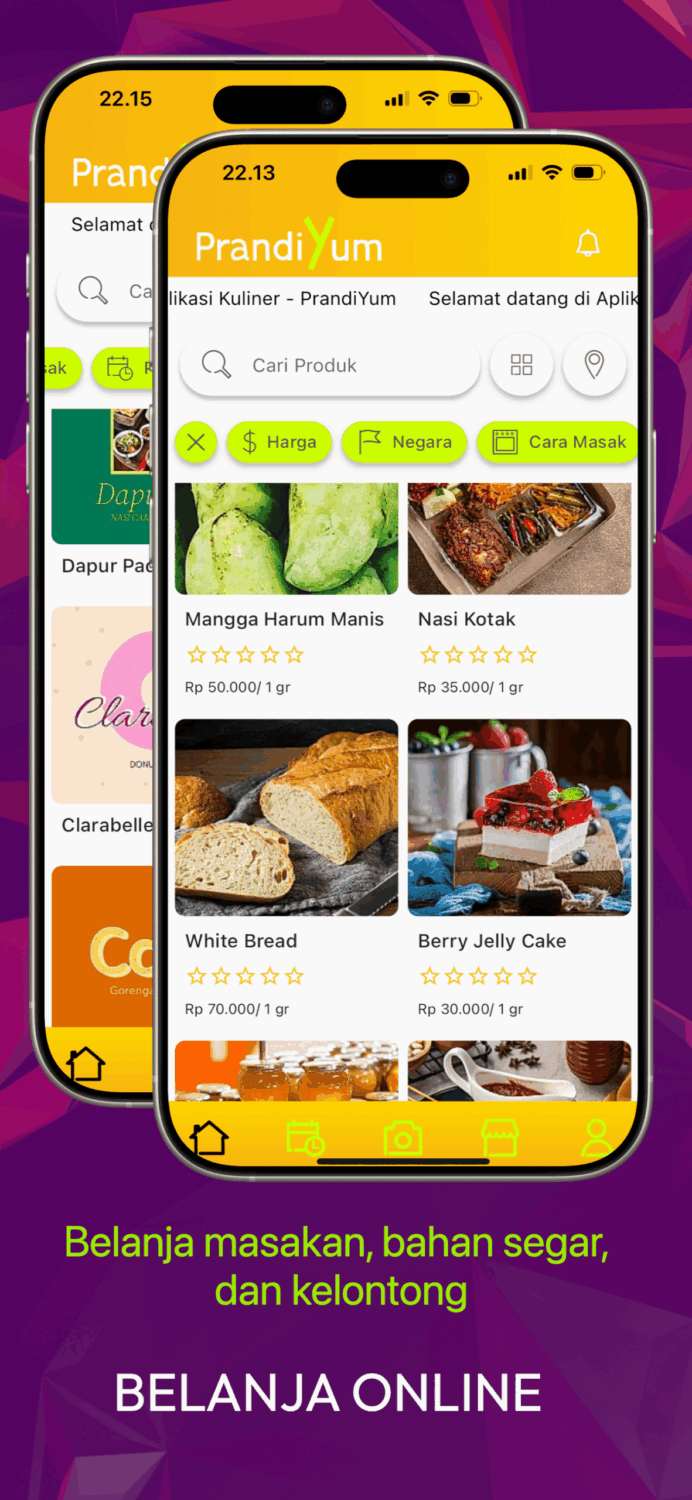PrandiYum app online shopping interface for culinary products