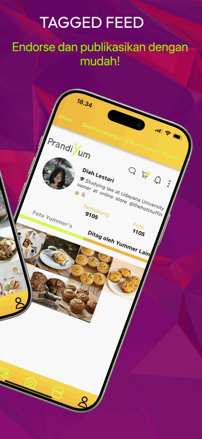 Tagged culinary posts feed on PrandiYum app interface